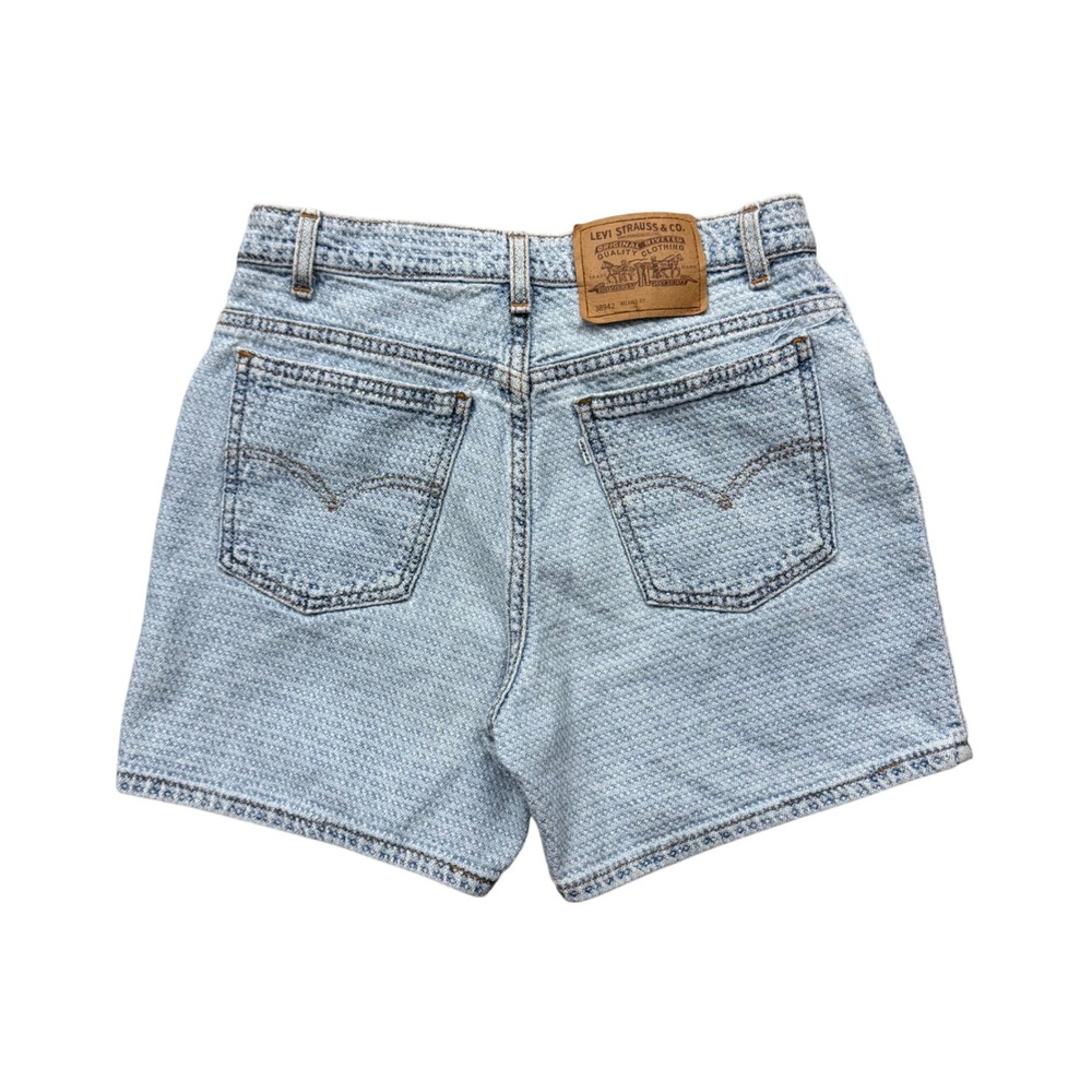 Vintage Levis 950 Relaxed Fit Shorts Light Wash Textured Pattern USA Size 10
